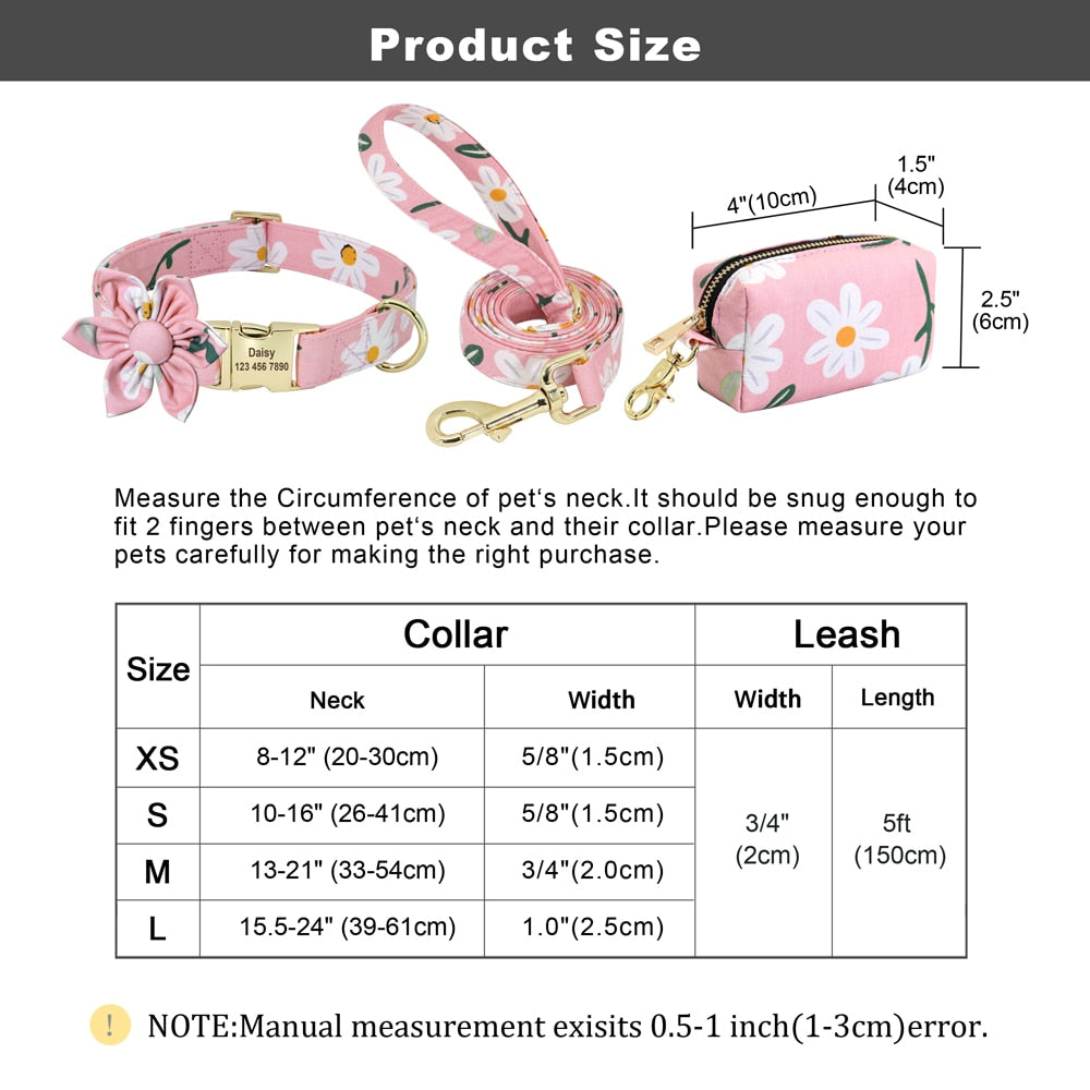 Floral Personalized Dog Collar Fashion Printed Custom Collars