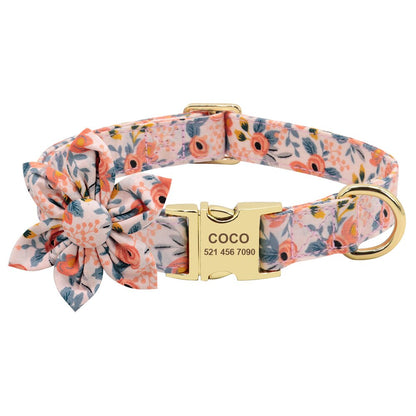 Floral Personalized Dog Collar Fashion Printed Custom Collars