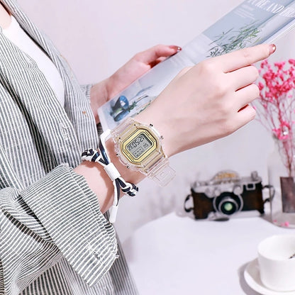 Transparent Digital Watch Square