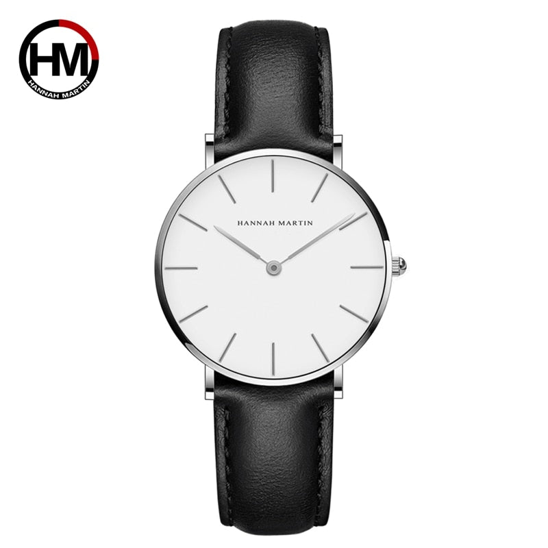 Brand Fashion Simple Japan Quartz Movement Watch Reloj Mujer Montre Femme Leather Strap Clock Women Analog Waterproof Wristwatch