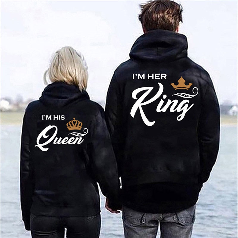 Printing Her King His Queen Lover Hoodies