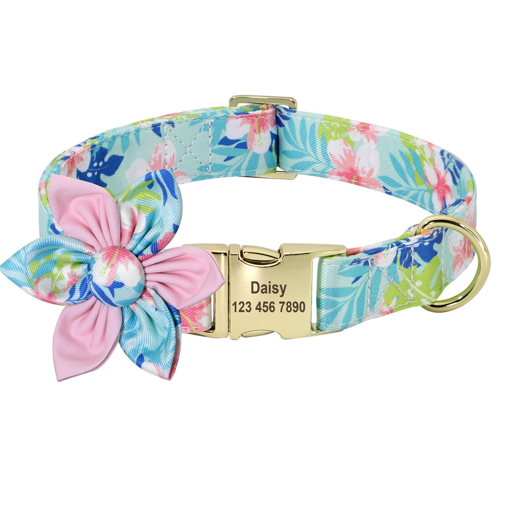 Floral Personalized Dog Collar Fashion Printed Custom Collars