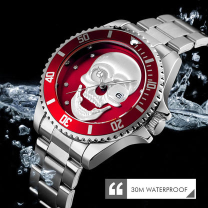 Skeleton Creative Watches Stainless Steel Male Clock Waterproof