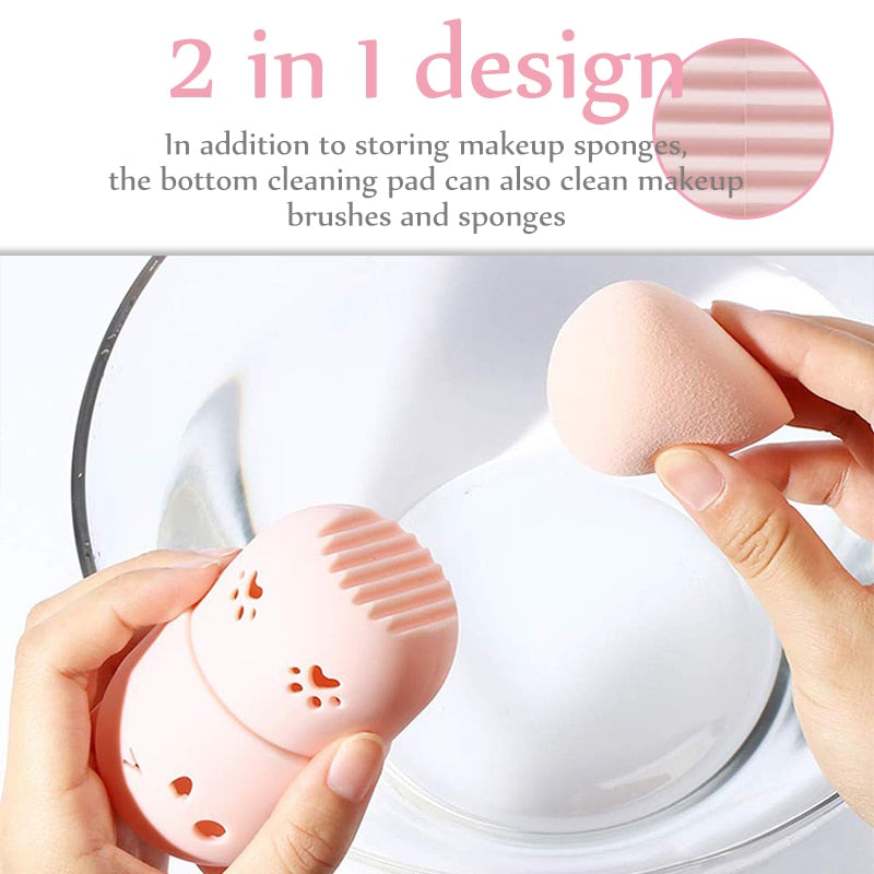 Kitten Silicone Powder Puff Drying Holder Egg Stand