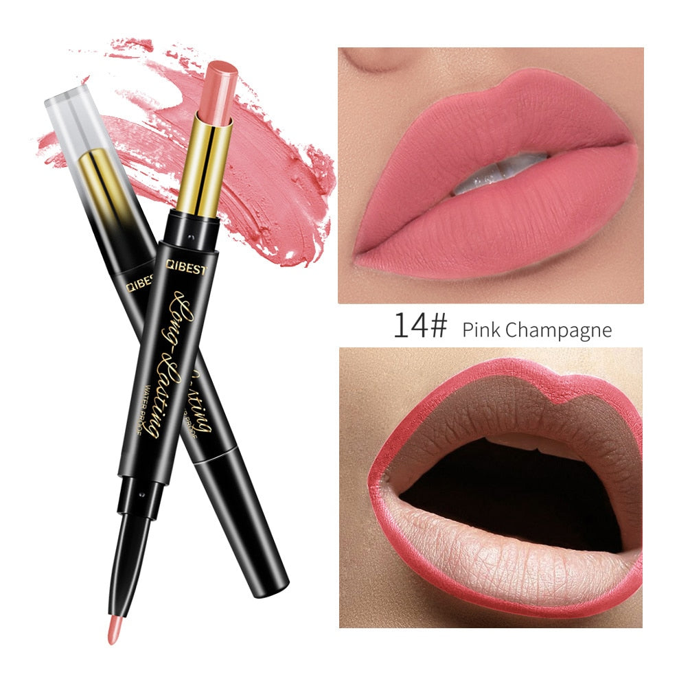 Waterproof Lipstick Pen 2 In 1 Lipstick Pen Lip Liner Lipstick Pencil