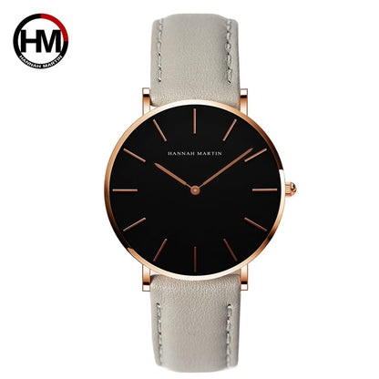 Brand Fashion Simple Japan Quartz Movement Watch Reloj Mujer Montre Femme Leather Strap Clock Women Analog Waterproof Wristwatch