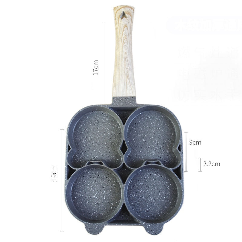 4 Hole Frying pan Cooking Pot Non-Stick Pancake Maker Home Breakfast Egg Burger Pot for Gas Stove Induction Cooker Cookware