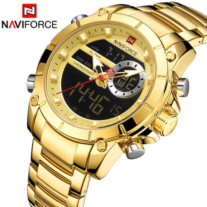 Fashion Nice Digital Wrist Watch Steel Waterproof Dual Display Date Clock