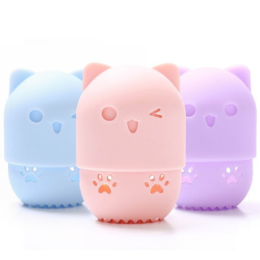 Kitten Silicone Powder Puff Drying Holder Egg Stand