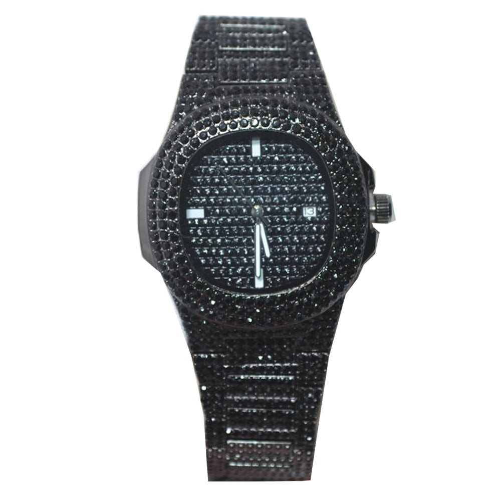 Men Hip Hop Men Iced Out Watches Luxury Date Quartz