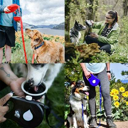 Dog Leash With Water Bottle Bowl Portable Nylon Pet Leash for Dogs Cats Outdoor Walking Travel Pet Traction Rope Dog Accessories