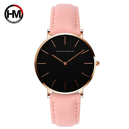 Brand Fashion Simple Japan Quartz Movement Watch Reloj Mujer Montre Femme Leather Strap Clock Women Analog Waterproof Wristwatch