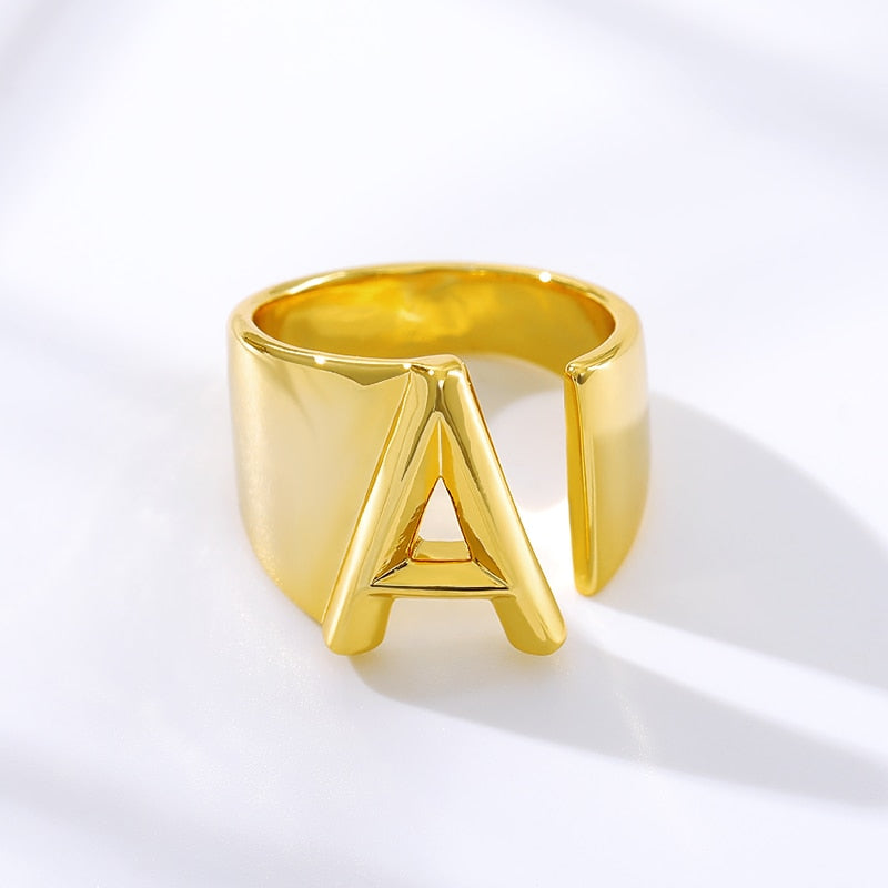 Initial A-Z Letter Rings For Women Stainless Steel Ring