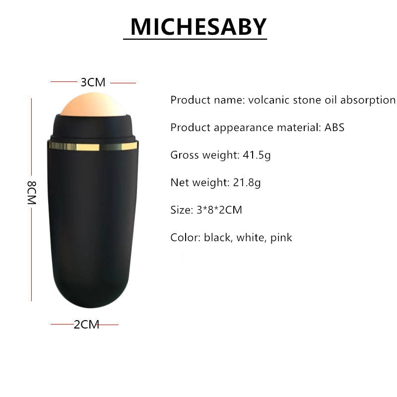 Face Oil Absorbing Roller Natural Volcanic Stone Massage Body Stick Makeup Face Skin Care Tool Facial Pores Cleaning Oil Roller