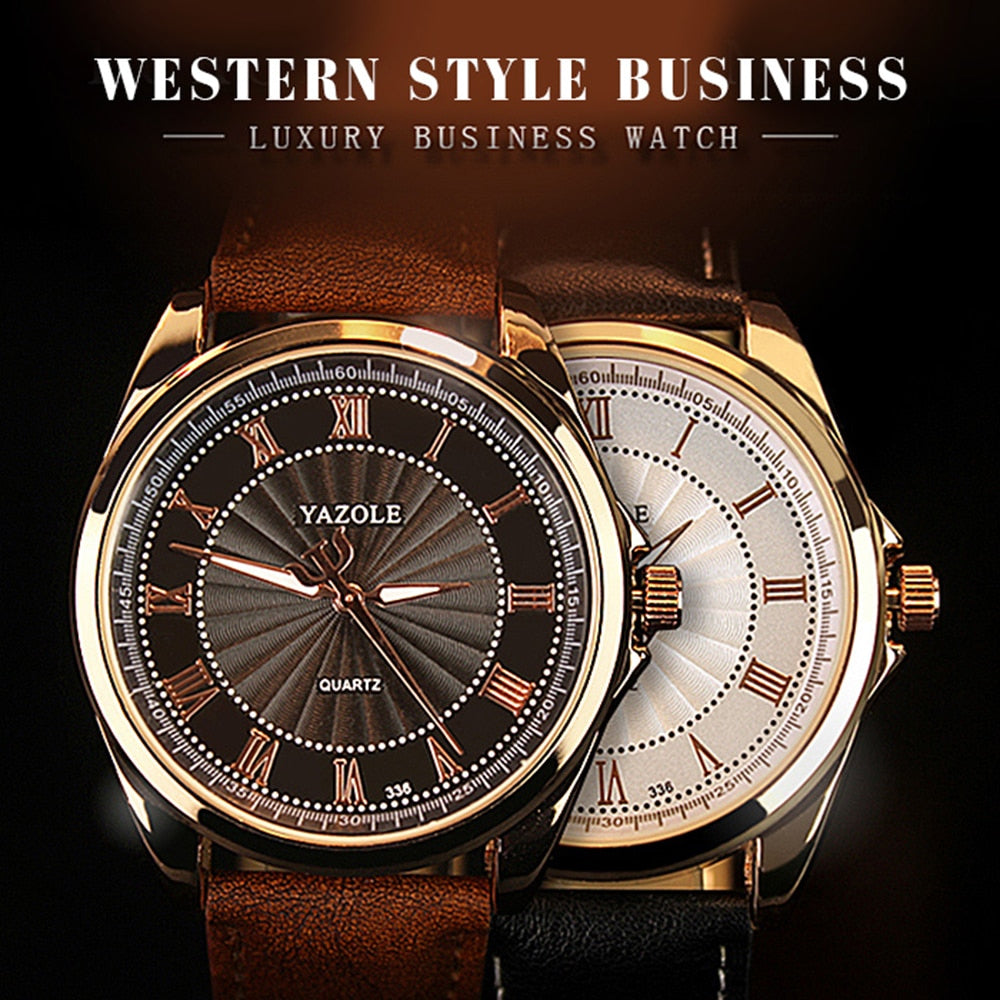 Fashion quartz Luxury classic dial mens watch for business watch with leather wristband watch