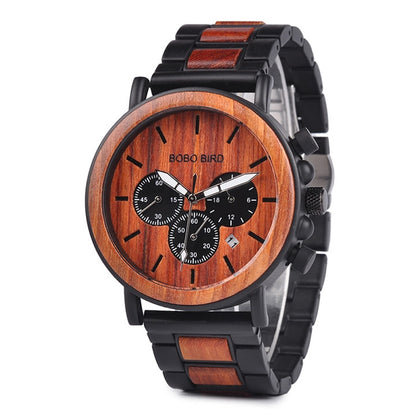 Luxury Wrist Watch Wood Stopwatch Date Display