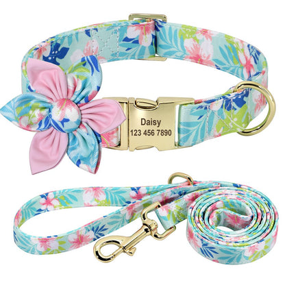 Floral Personalized Dog Collar Fashion Printed Custom Collars