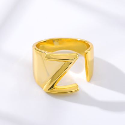 Initial A-Z Letter Rings For Women Stainless Steel Ring