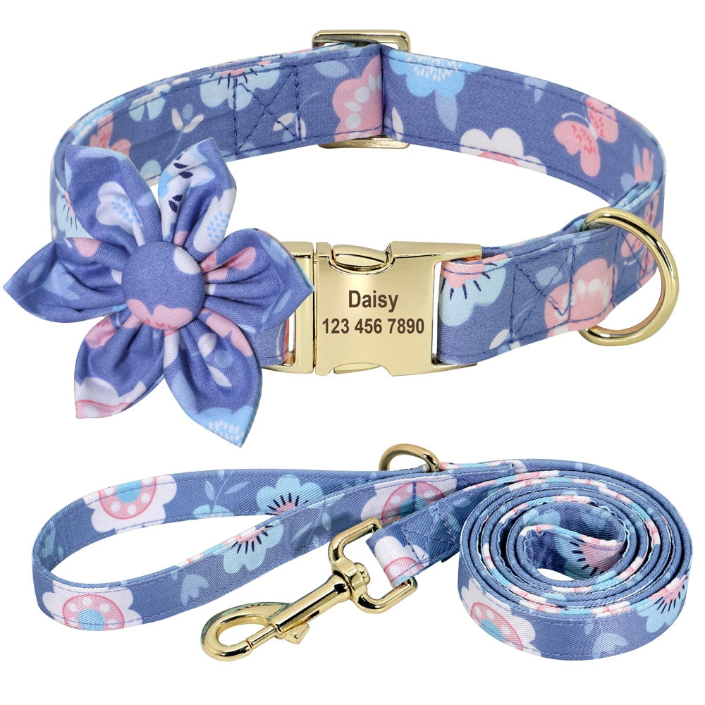 Floral Personalized Dog Collar Fashion Printed Custom Collars