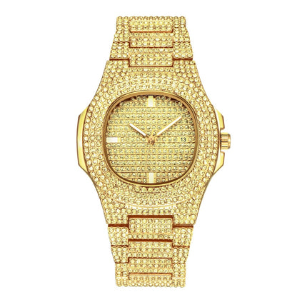 Men Hip Hop Men Iced Out Watches Luxury Date Quartz