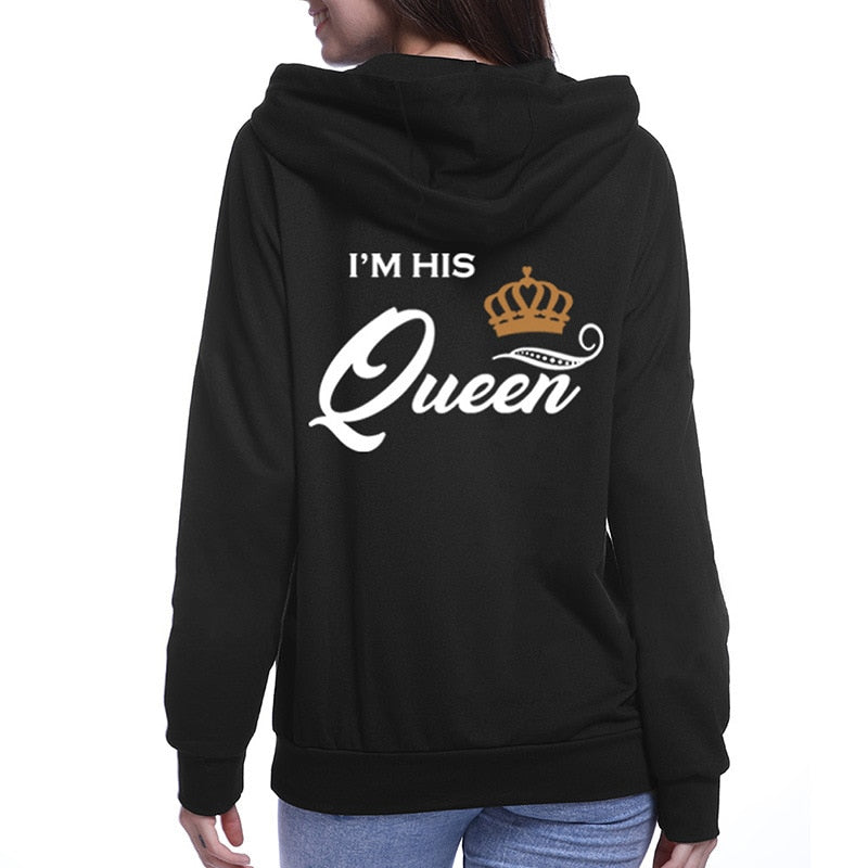 Printing Her King His Queen Lover Hoodies