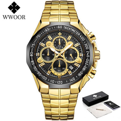 Top Brand Luxury Gold Full Steel Waterproof