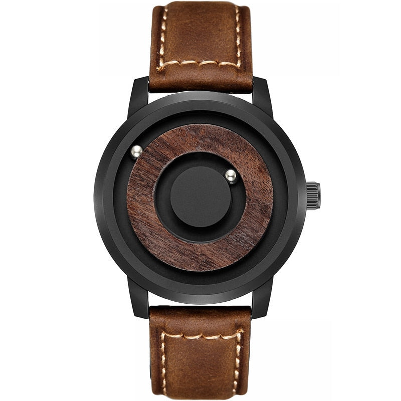 Novelty Wood Dial Scaleless Magnetic Watch Belt Natural Forest Fashion