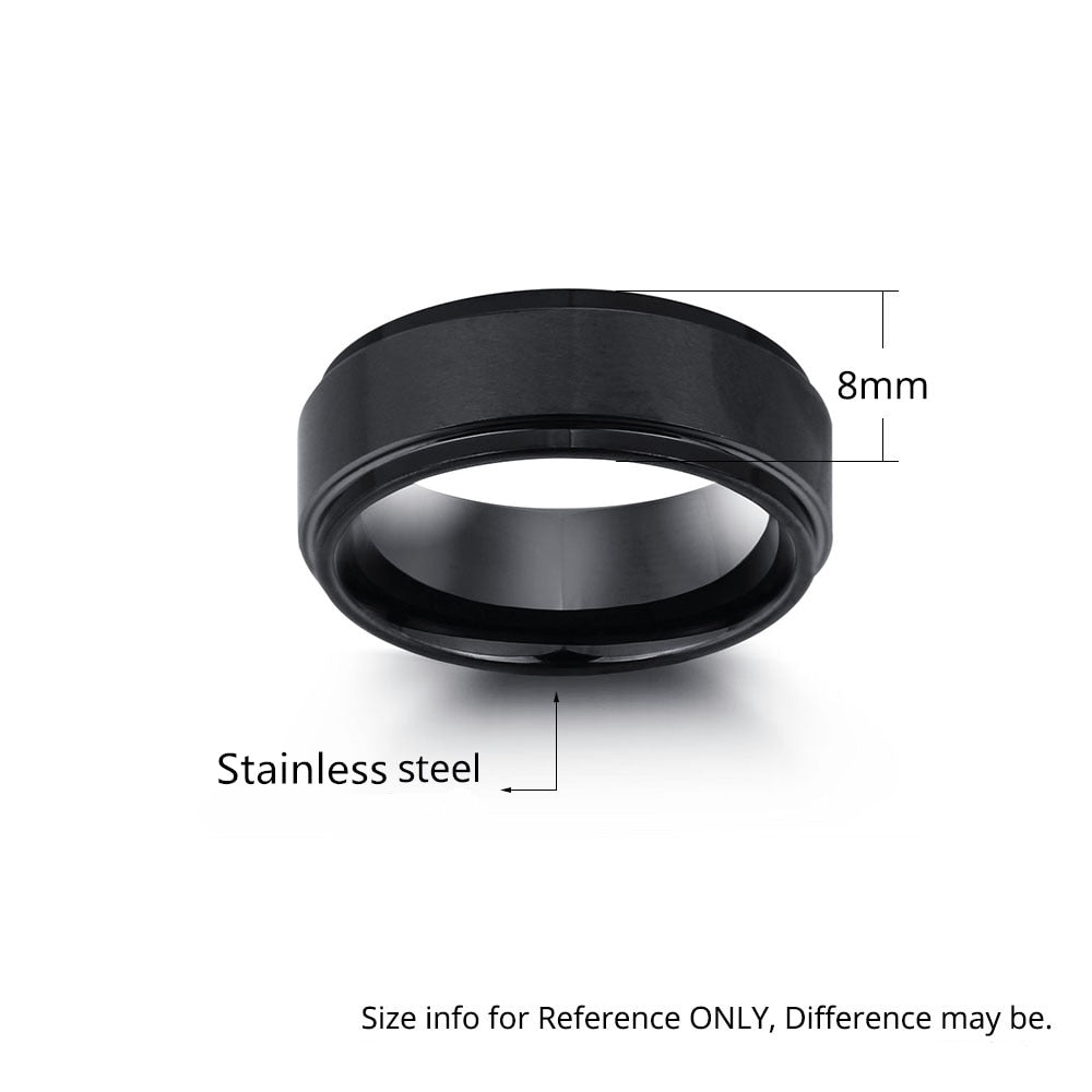 Engrave Name Rings for Men Black Stainless Steel Ring