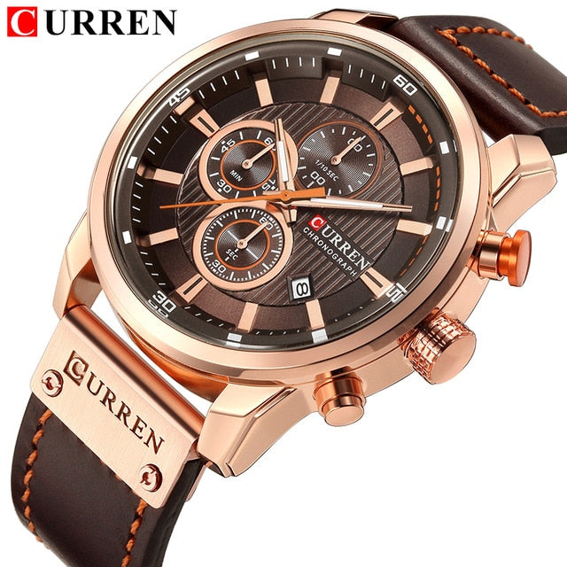 Brand Military Sport Watch Quartz Clock Leather Strap