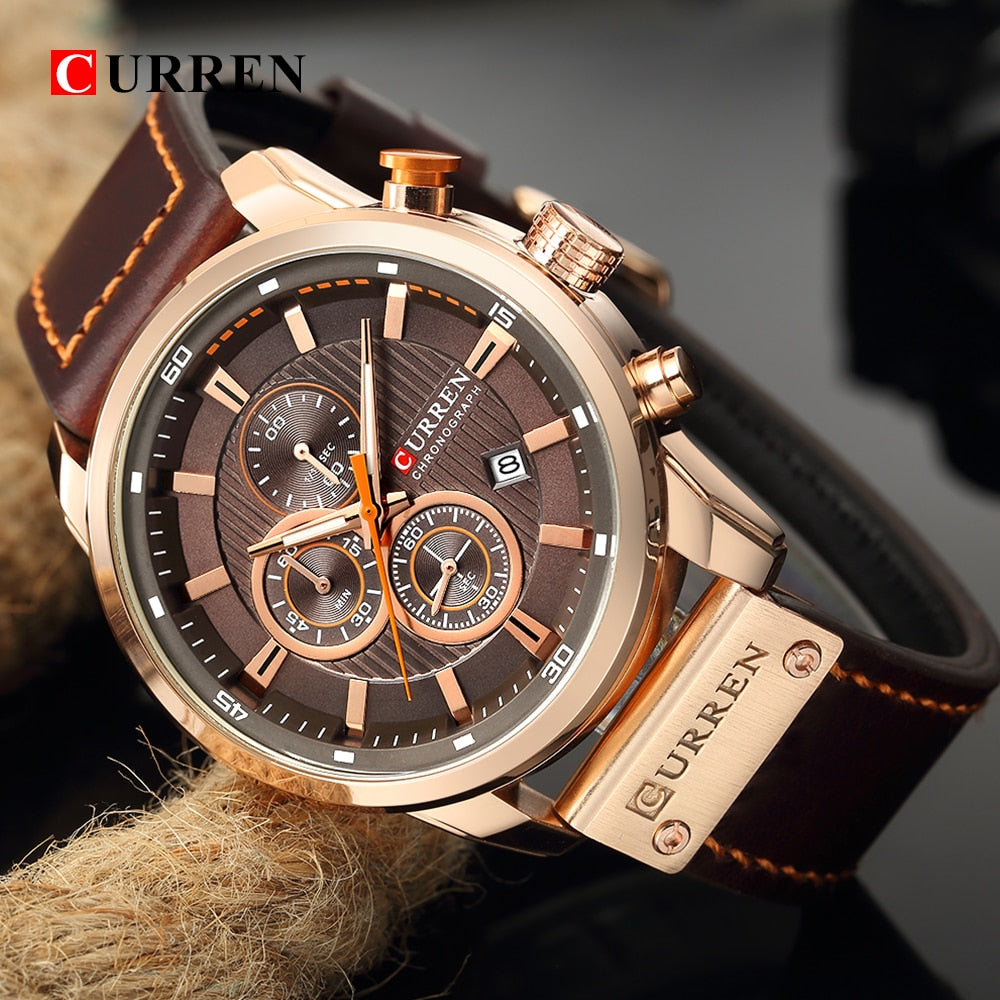 Brand Military Sport Watch Quartz Clock Leather Strap