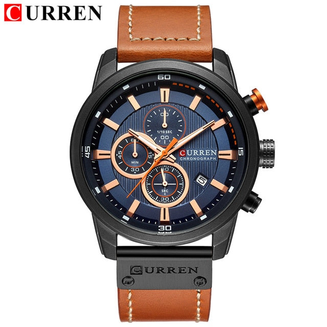 Brand Military Sport Watch Quartz Clock Leather Strap