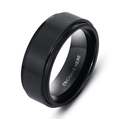 Engrave Name Rings for Men Black Stainless Steel Ring