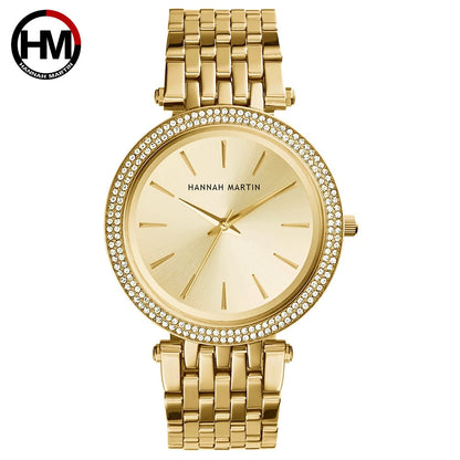 Top Brand Luxury Quartz Movement Stainless Steel Diamond Dial Waterproof Ladies Wristwatches