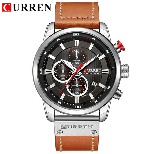 Brand Military Sport Watch Quartz Clock Leather Strap