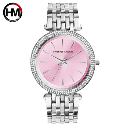 Top Brand Luxury Quartz Movement Stainless Steel Diamond Dial Waterproof Ladies Wristwatches