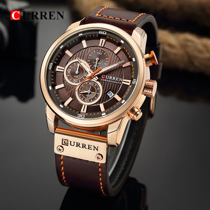 Brand Military Sport Watch Quartz Clock Leather Strap