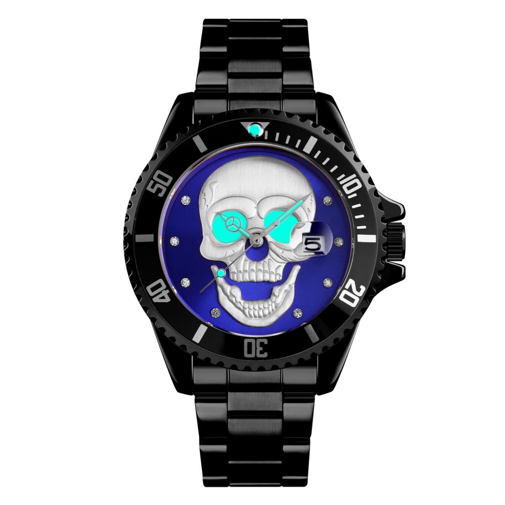 Skeleton Creative Watches Stainless Steel Male Clock Waterproof