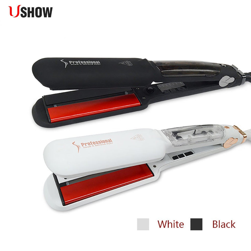 Infrared Steam Hair Straightener Professional Ceramic Ionic Straightening Iron Vapor Plate Flat Irons