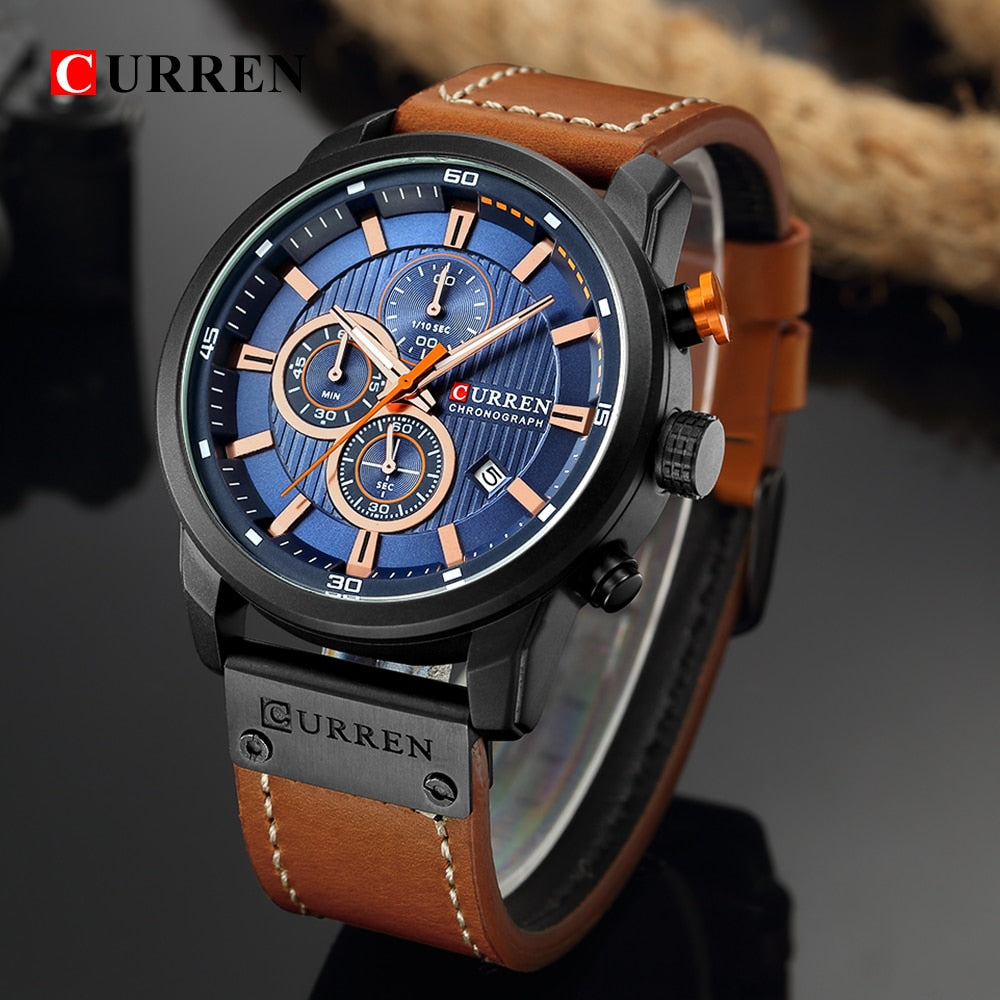 Brand Military Sport Watch Quartz Clock Leather Strap