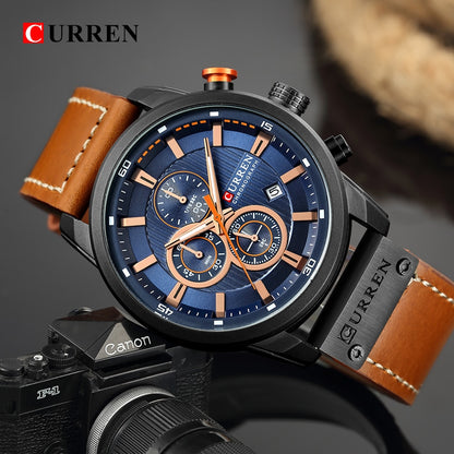 Brand Military Sport Watch Quartz Clock Leather Strap