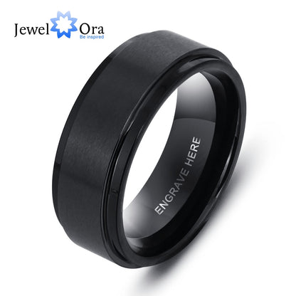 Engrave Name Rings for Men Black Stainless Steel Ring