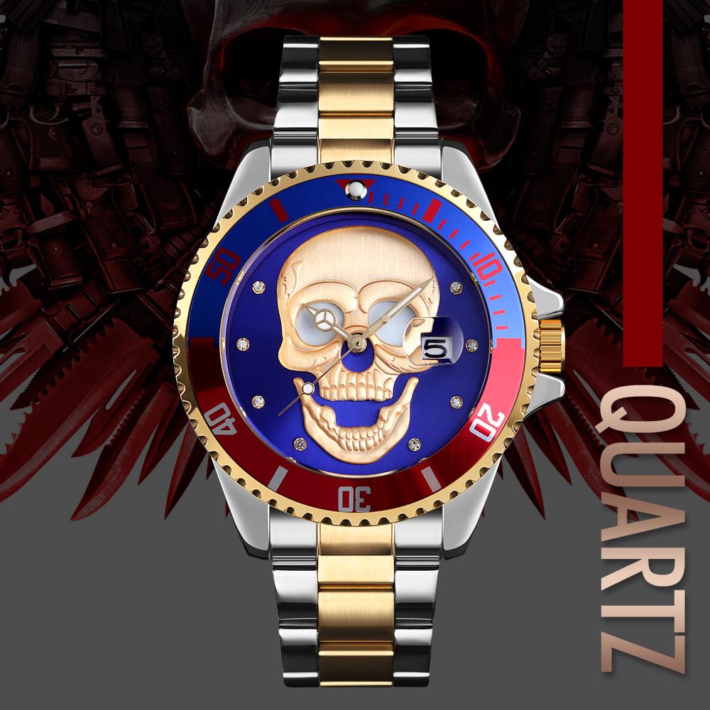 Skeleton Creative Watches Stainless Steel Male Clock Waterproof