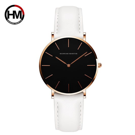 Brand Fashion Simple Japan Quartz Movement Watch Reloj Mujer Montre Femme Leather Strap Clock Women Analog Waterproof Wristwatch