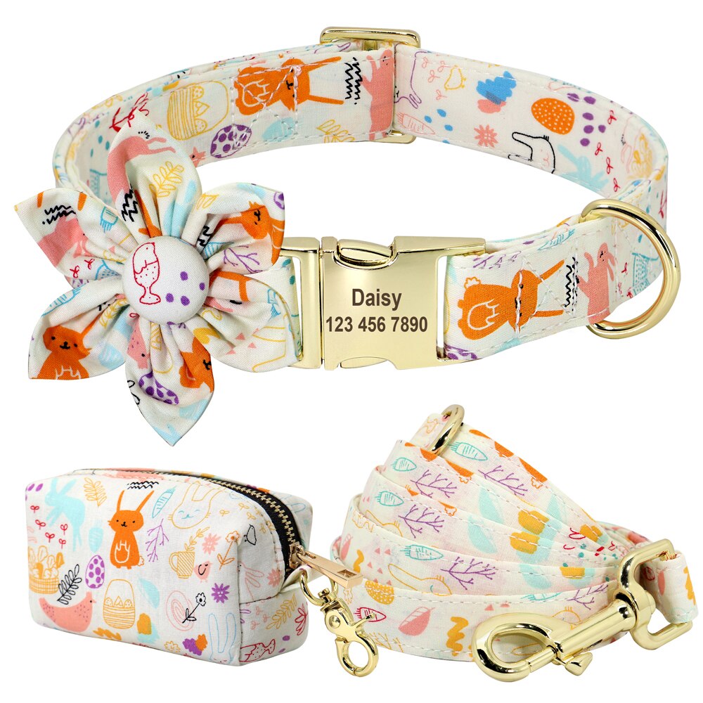 Floral Personalized Dog Collar Fashion Printed Custom Collars