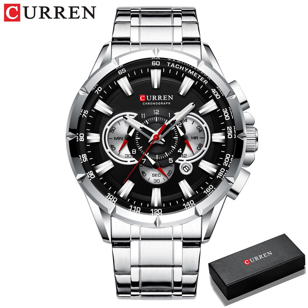 Watch Waterproof Chronograph Military Army Stainless Steel