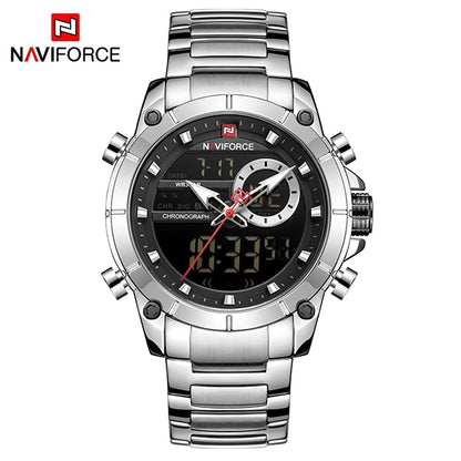 Fashion Nice Digital Wrist Watch Steel Waterproof Dual Display Date Clock