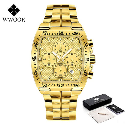 Top Brand Luxury Gold Full Steel Waterproof