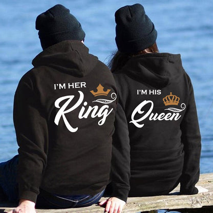 Printing Her King His Queen Lover Hoodies