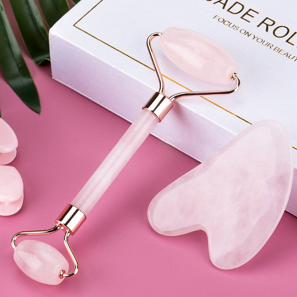 Face Massage Jade Roller Rose Quartz Natural Stone