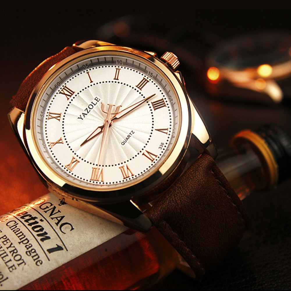 Fashion quartz Luxury classic dial mens watch for business watch with leather wristband watch